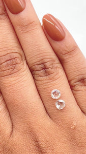 0.78cttw | F-G VS Round Shape Rose Cut Diamond Matched Pair - Modern Rustic Diamond