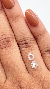 1.01cttw | E VS2 Hexagon Shape Portrait Cut Diamond Matched Pair - Modern Rustic Diamond