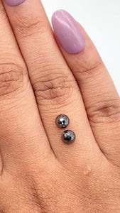 1.42cttw | Black Round Shape Rose Cut Diamond Matched Pair - Modern Rustic Diamond