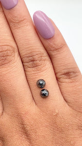 1.42cttw | Black Round Shape Rose Cut Diamond Matched Pair - Modern Rustic Diamond
