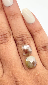 6.42cttw | Rustic  Cushion Shape Rose Cut Diamond Matched Pair - Modern Rustic Diamond
