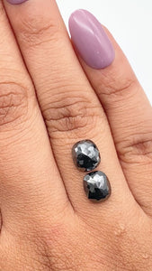 3.03cttw | Black Cushion Shape Rose Cut Diamond Matched Pair - Modern Rustic Diamond