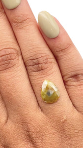 1.90ct | Salt & Pepper Pear Shape Rose Cut Diamond - Modern Rustic Diamond