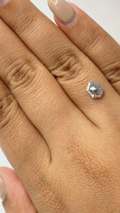 1.12ct | Salt & Pepper Hexagon Shape Rose Cut Diamond - Modern Rustic Diamond