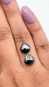 6.30cttw | Black Pear Shape Rose Cut Diamond Matched Pair - Modern Rustic Diamond