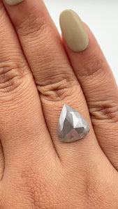 4.71ct | Salt & Pepper Pear Shape Rose Cut Diamond - Modern Rustic Diamond