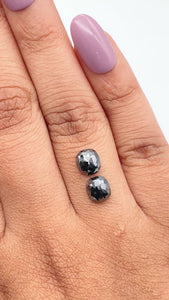 2.22cttw | Black Cushion Shape Rose Cut Diamond Matched Pair - Modern Rustic Diamond