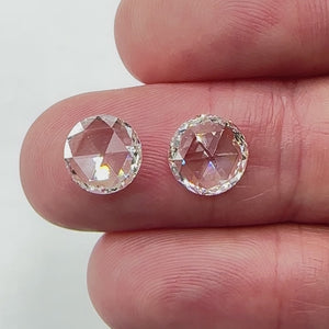 3.34cttw | G-H VS1-VS2 Round Shape Rose Cut Diamond Matched Pair - Modern Rustic Diamond