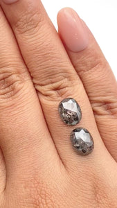 4.38cttw | Rustic Oval Shape Rose Cut Diamond Matched Pair - Modern Rustic Diamond