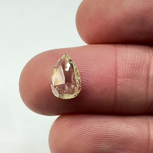 1.54ct | Fancy Light Yellow SI1 Pear Shape Rose Cut Diamond (GIA) - Modern Rustic Diamond