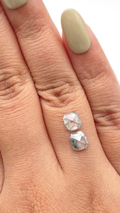 1.65cttw | Salt & Pepper Emerald Shape Rose Cut Diamond Matched Pair - Modern Rustic Diamond