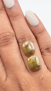11.37cttw | Rustic  Cushion Shape Rose Cut Diamond Matched Pair - Modern Rustic Diamond