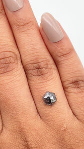 0.88ct | Salt & Pepper Hexagon Shape Rose Cut Diamond - Modern Rustic Diamond