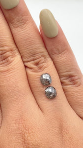 1.78cttw | Salt & Pepper Cushion Shape Rose Cut Diamond Matched Pair - Modern Rustic Diamond