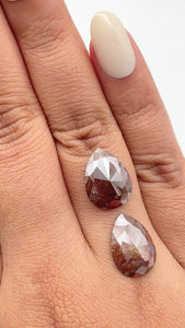 6.50cttw | Rustic  Pear Shape Rose Cut Diamond Matched Pair - Modern Rustic Diamond