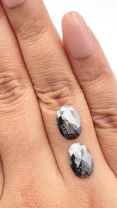 3.41cttw | Rustic Oval Shape Rose Cut Diamond Matched Pair - Modern Rustic Diamond