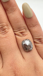 4.70ct | Salt & Pepper Cushion Shape Rose Cut Diamond - Modern Rustic Diamond