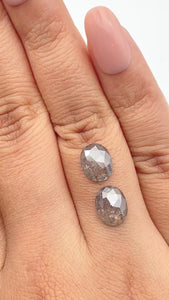 3.48cttw | Rustic Oval Shape Rose Cut Diamond Matched Pair - Modern Rustic Diamond