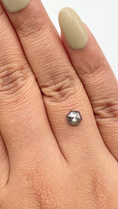 0.71ct | Salt & Pepper Hexagon Shape Rose Cut Diamond - Modern Rustic Diamond