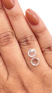 1.39cttw | D-E VVS Round Shape Rose Cut Diamond Matched Pair - Modern Rustic Diamond