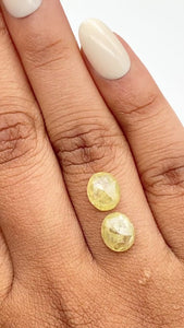 3.34cttw | Rustic  Oval Shape Rose Cut Diamond Matched Pair - Modern Rustic Diamond