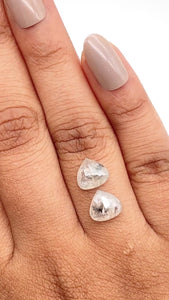 3.08cttw | Salt & Pepper Pear Shape Rose Cut Diamond Matched Pair - Modern Rustic Diamond