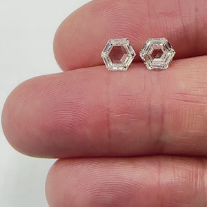 2.08cttw | G VS1 Hexagon Shape Step Cut Diamond Matched Pair - Modern Rustic Diamond
