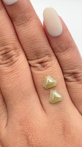 2.77cttw | Salt & Pepper Shield Shape Rose Cut Diamond Matched Pair - Modern Rustic Diamond