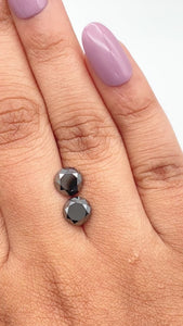 2.92cttw | Black Round Shape Brilliant Cut Diamond Matched Pair - Modern Rustic Diamond