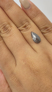 1.83ct | Salt & Pepper Pear Shape Rose Cut Diamond - Modern Rustic Diamond