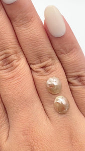 3.73cttw | Salt & Pepper Oval Shape Rose Cut Diamond Matched Pair - Modern Rustic Diamond