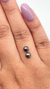 1.21cttw | Black Round Shape Rose Cut Diamond Matched Pair - Modern Rustic Diamond