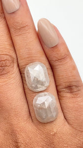 15.44cttw | Salt & Pepper Cushion Shape Brilliant Cut Diamond Matched Pair - Modern Rustic Diamond