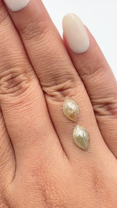 3.23cttw | Salt & Pepper Marquise Shape Rose Cut Diamond Matched Pair - Modern Rustic Diamond
