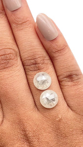 5.77cttw | Rustic Round Shape Rose Cut Diamond Matched Pair - Modern Rustic Diamond