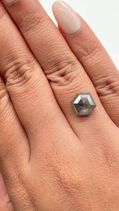 3.48ct | Salt & Pepper Hexagon Shape Rose Cut Diamond - Modern Rustic Diamond