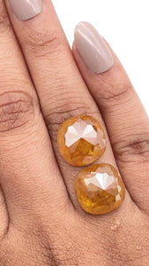19.94cttw | Salt & Pepper Cushion Shape Rose Cut Diamond Matched Pair - Modern Rustic Diamond