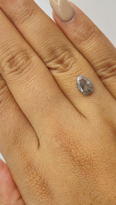 1.27ct | Salt & Pepper Pear Shape Rose Cut Diamond - Modern Rustic Diamond