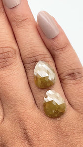 9.49cttw | Salt & Pepper Pear Shape Rose Cut Diamond Matched Pair - Modern Rustic Diamond