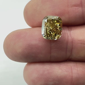 5.02ct | Fancy Deep Brownish Yellow SI1 Cushion Shape Brilliant Cut Diamond (GIA) - Modern Rustic Diamond