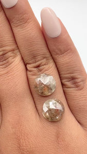 10.95cttw | Rustic  Round Shape Rose Cut Diamond Matched Pair - Modern Rustic Diamond