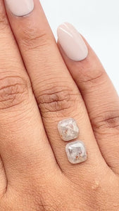 2.85cttw | Rustic  Cushion Shape Rose Cut Diamond Matched Pair - Modern Rustic Diamond