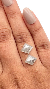 4.42cttw | Rustic Kite Shape Rose Cut Diamond Matched Pair - Modern Rustic Diamond