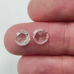 2.76cttw | H-I SI1 Round Shape Rose Cut Diamond Matched Pair - Modern Rustic Diamond