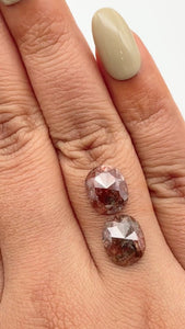 5.24cttw | Rustic  Cushion Shape Rose Cut Diamond Matched Pair - Modern Rustic Diamond