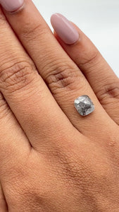 1.35ct | Salt & Pepper Cushion Shape Rose Cut Diamond - Modern Rustic Diamond