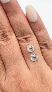 2.36cttw | Salt & Pepper Cushion Shape Rose Cut Diamond Matched Pair - Modern Rustic Diamond