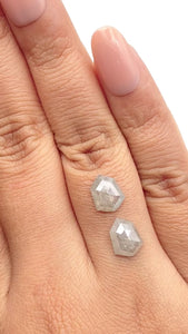 2.78cttw | Rustic Kite Shape Rose Cut Diamond Matched Pair - Modern Rustic Diamond
