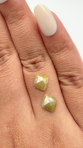 3.20cttw | Rustic  Lozenge Shape Rose Cut Diamond Matched Pair - Modern Rustic Diamond