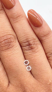 0.41cttw | F VS1 Hexagon Shape Rose Cut Diamond Matched Pair - Modern Rustic Diamond